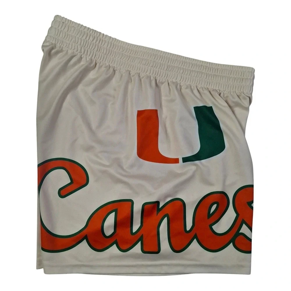 Adidas Miami Hurricanes Mens Large Cream Athletic Shorts U of M NCAA Basketball